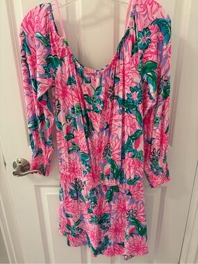 Lilly Pulitzer Pink Floral Off-Shoulder Romper